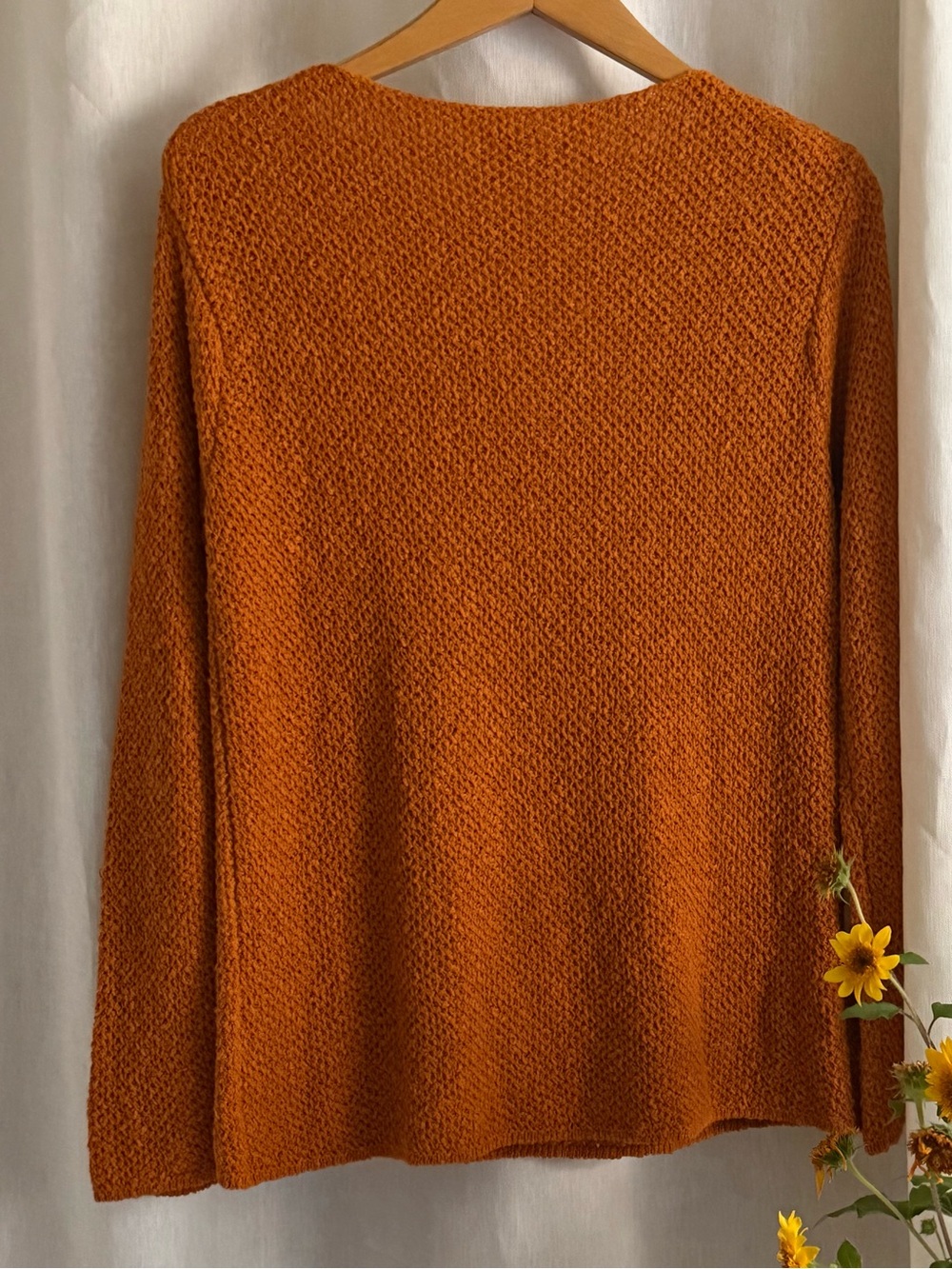 Eileen Fisher Sweater Small Burnt Orange Textured Cotton Italian Yarn Knit Fall - Picture 5 of 9